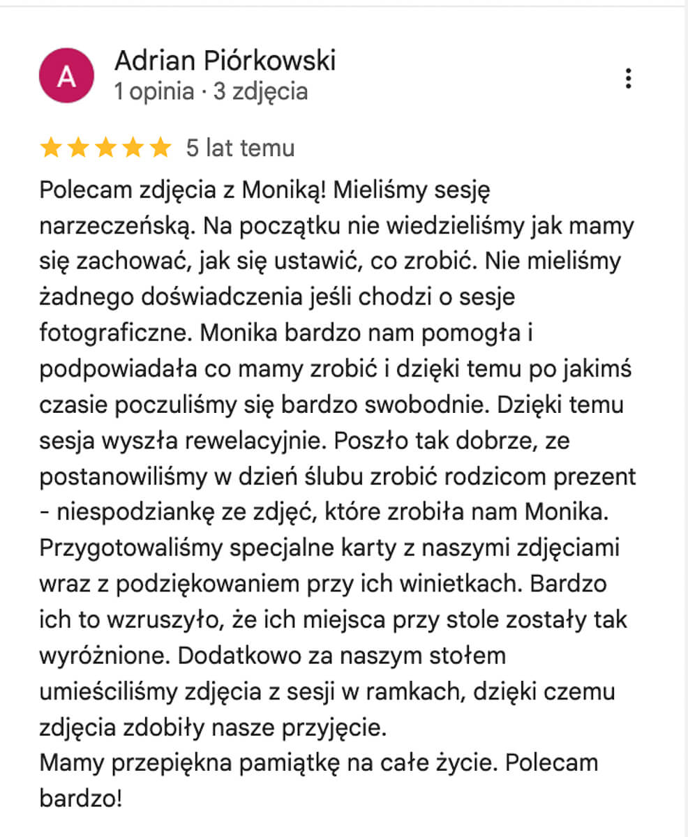 opinia po sesji narzeczeńskiej w Warszawa para w naturalnych kadrach