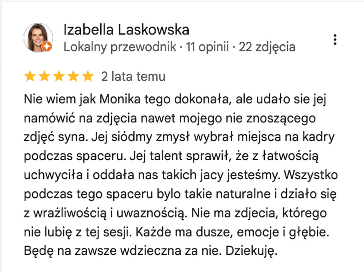 dobra opinia po sesji zdjęciowej u fotograf monika kaczmarczyk warszawa