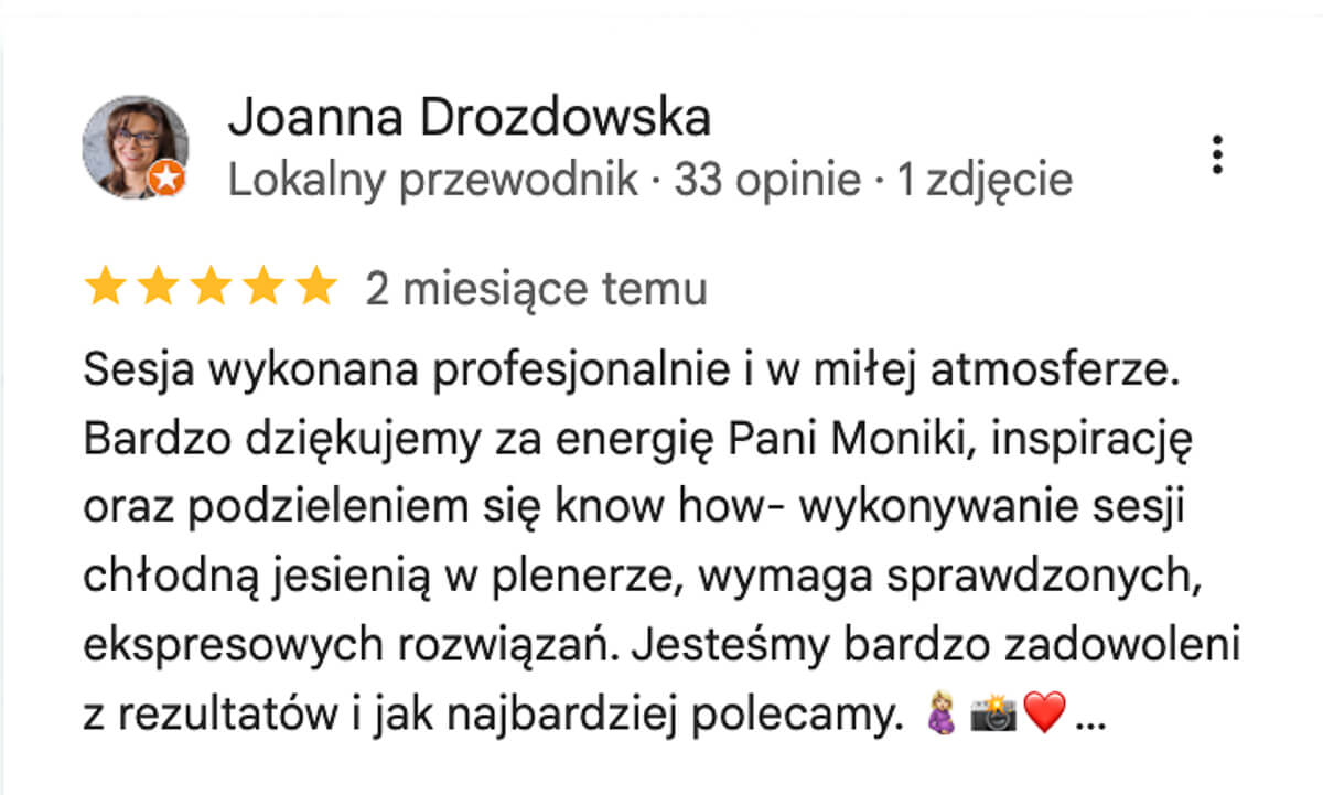 dobra opinia po sesji zdjęciowej u fotograf monika kaczmarczyk warszawa